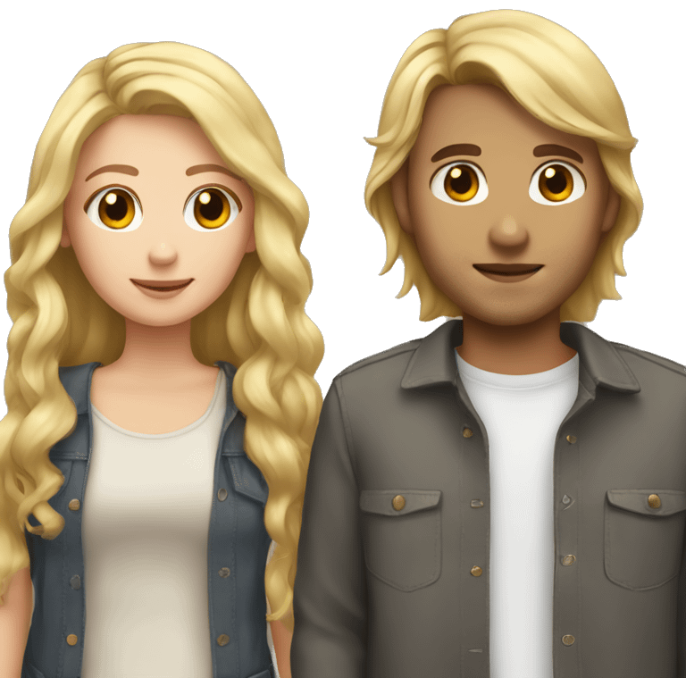 Boyfriend blond hair and girlfriend brown hair emoji