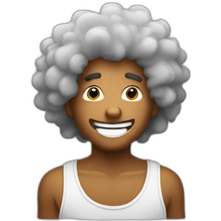 chico con cabello afro riendo emoji