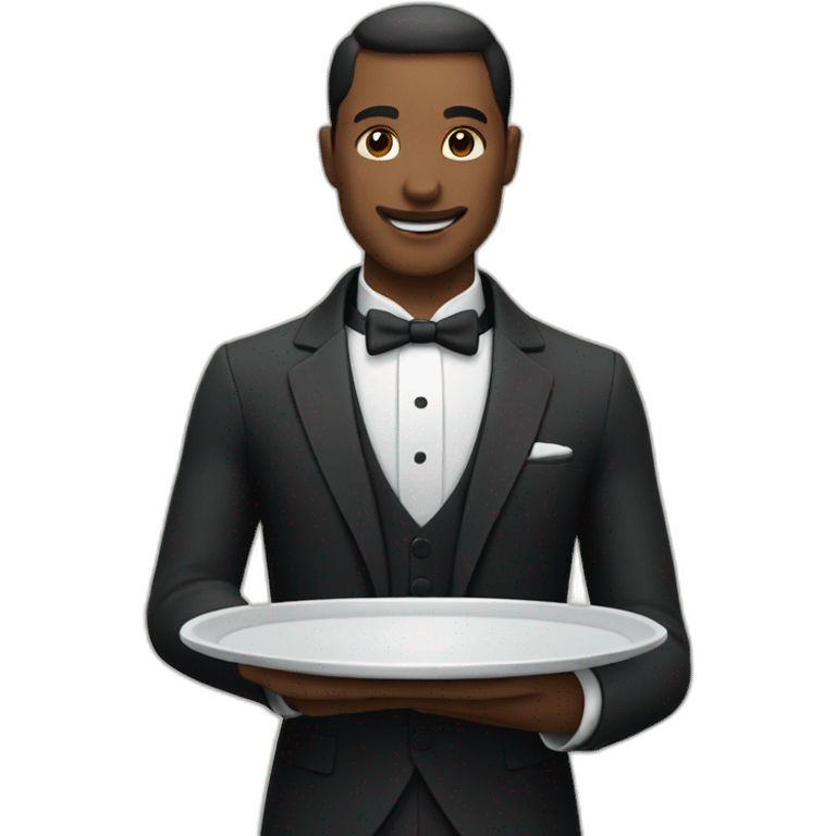 butler with arm out holding tray emoji