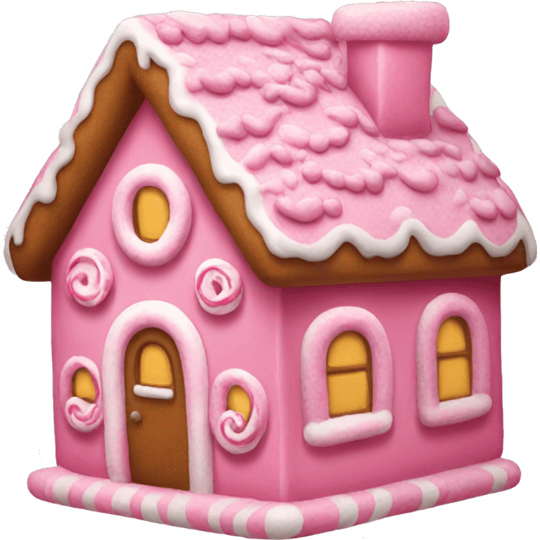 A pink gingerbread house emoji