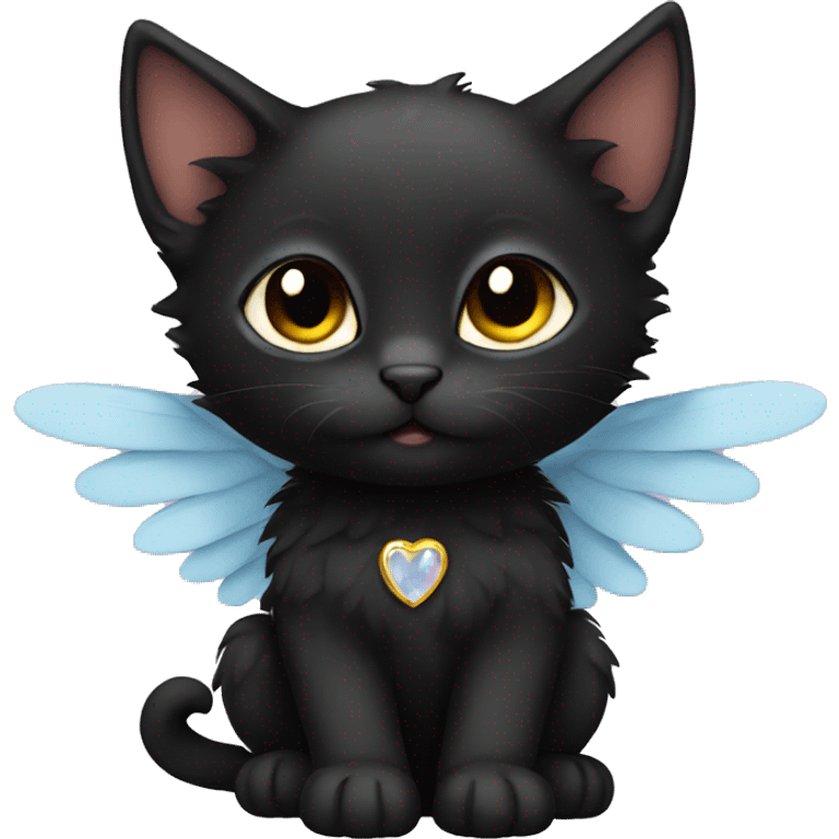 Black kitten with wings emoji