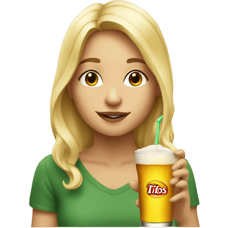 Blonde girl drinking titos  emoji