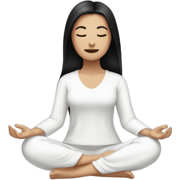 teen white girl with black hair meditating emoji