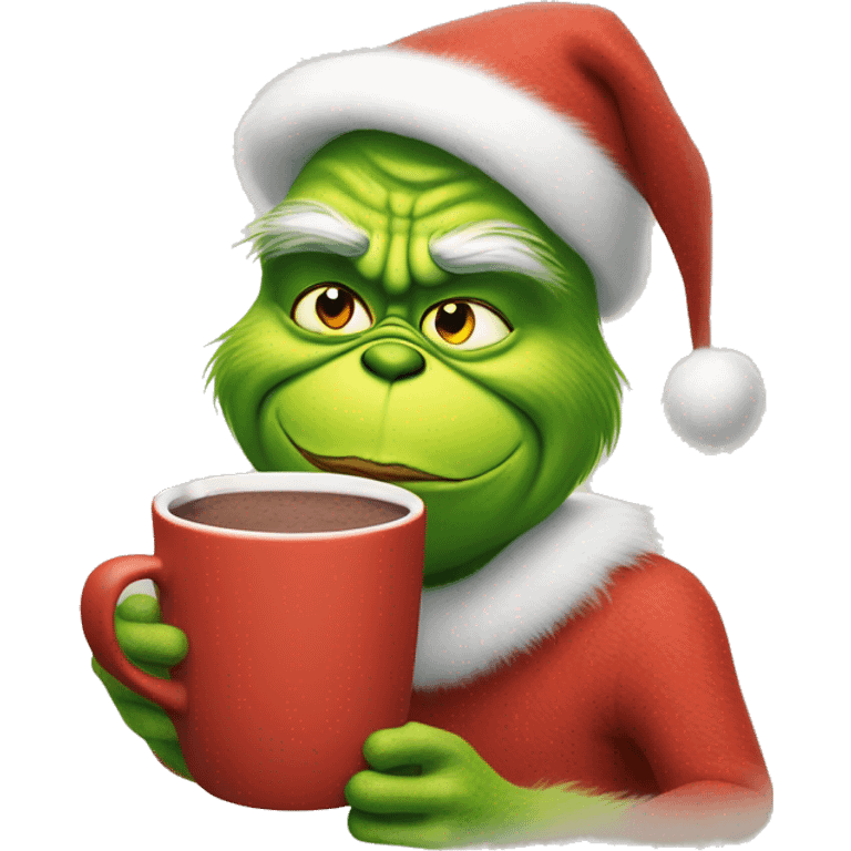 Grinch drinking hot cocoa emoji