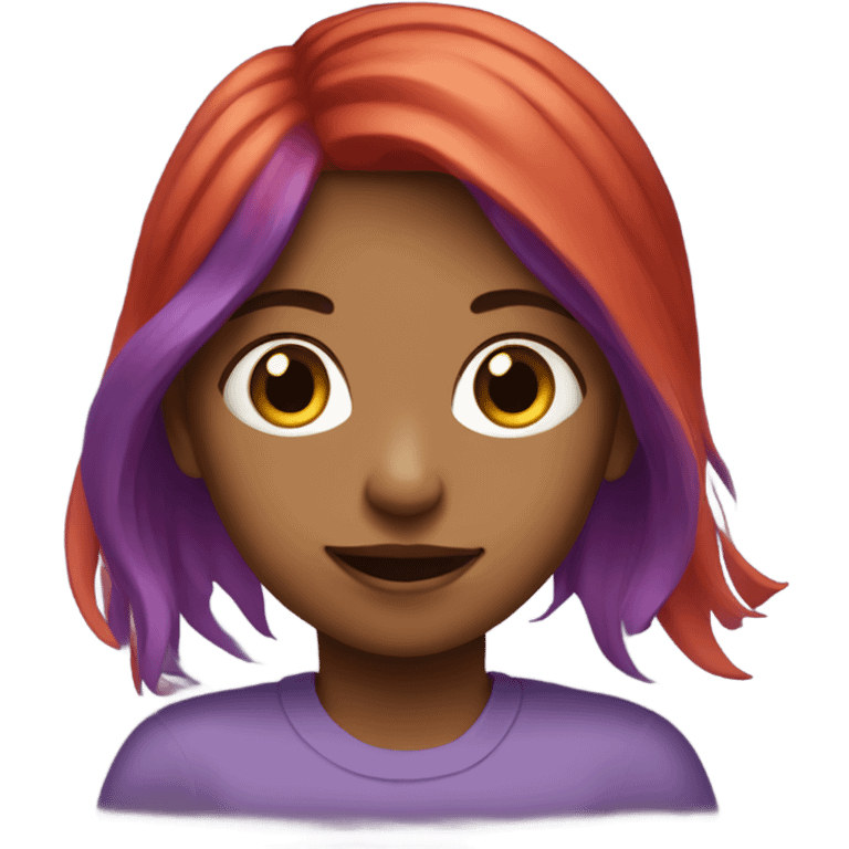 A Girl with purple and red hair, doing something  emoji