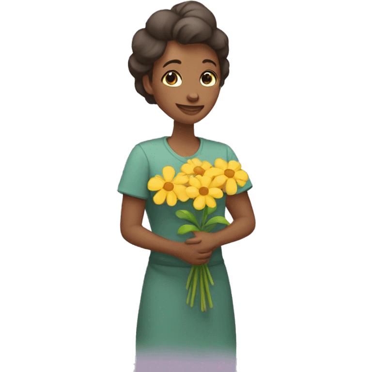 mother holding flower emoji