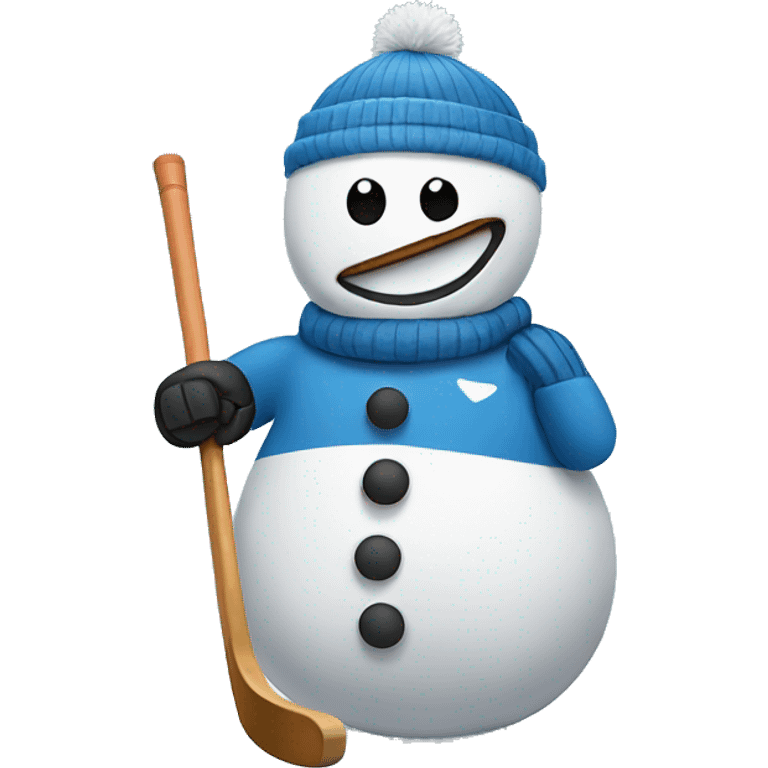 Snowman playing hockey emoji