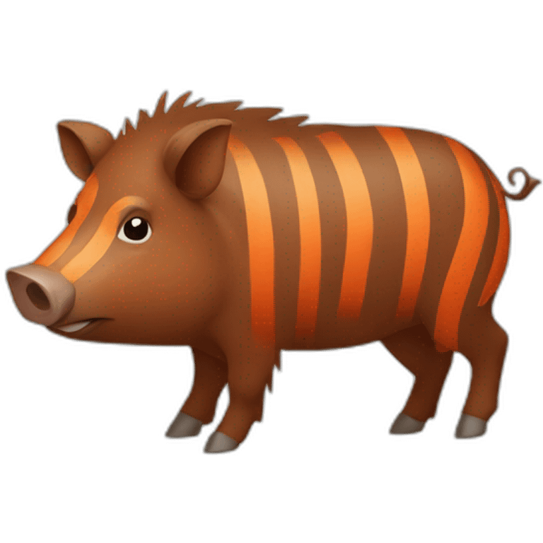 brown boar with orange stripes in face emoji