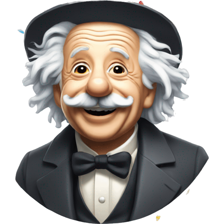 happy albert einstein with party hat and confetti popper emoji