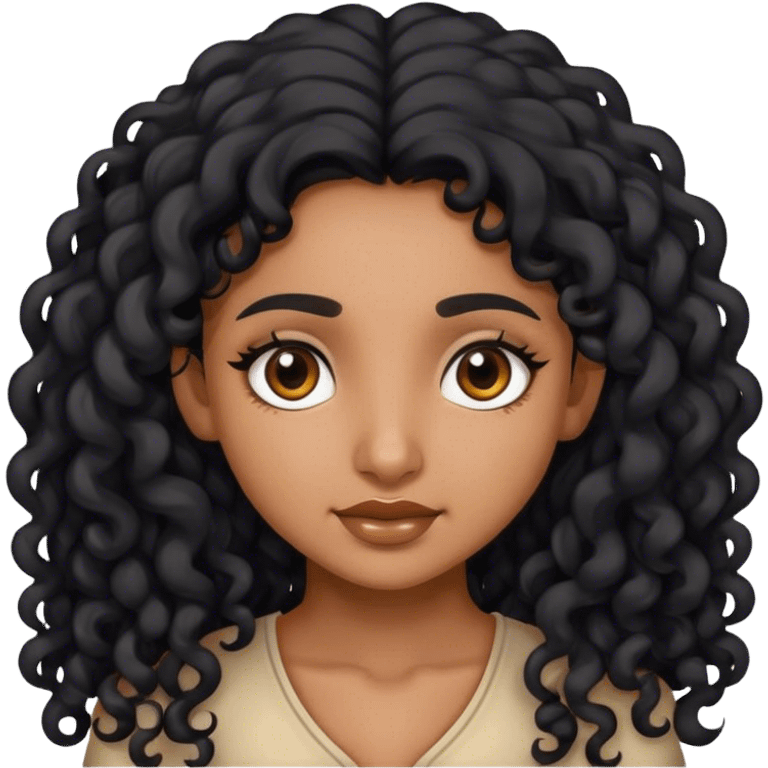 indian girl with black curly long hair emoji