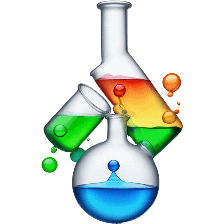 chemical flasks pure chemicals one into another emoji