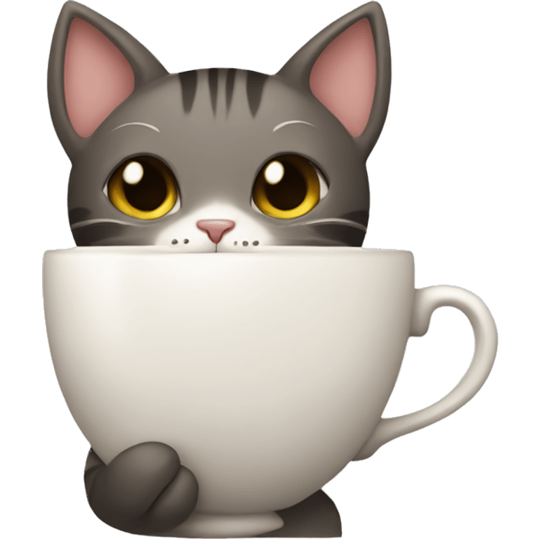 Cute cat holding a coffee cup emoji