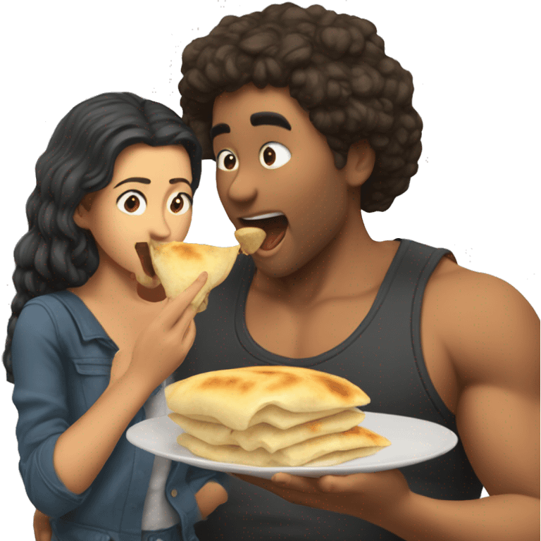 My girlfriend feeding me a roti bite emoji