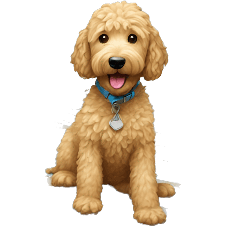 Golden doodle on a surfboard emoji