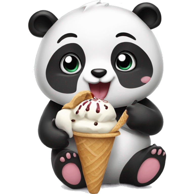 Panda eating ice cream emoji