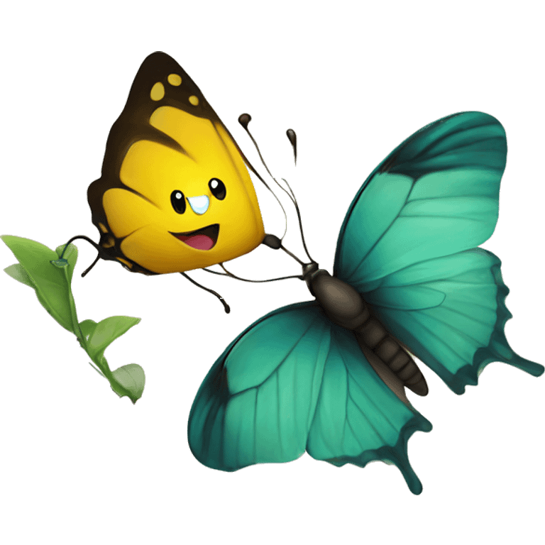 smiley face with a butterfly catching n emoji