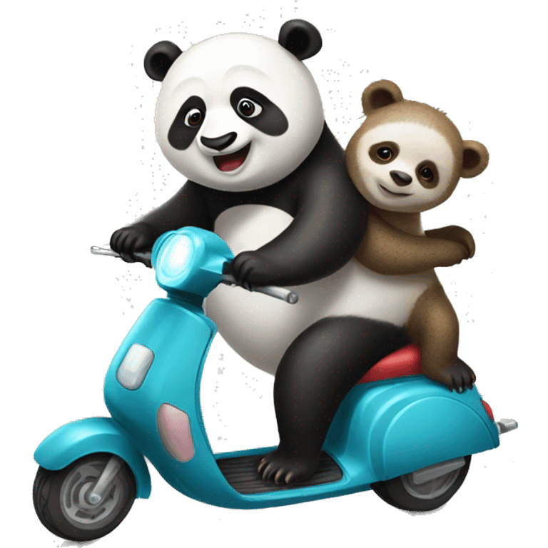 Panda and sloth riding scooter  emoji