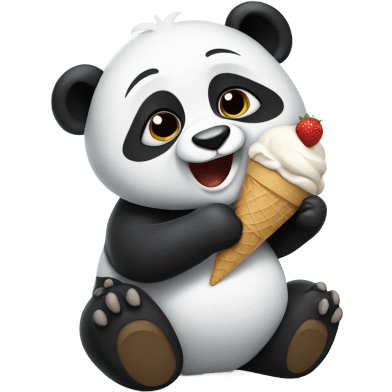 Panda eating ice cream emoji