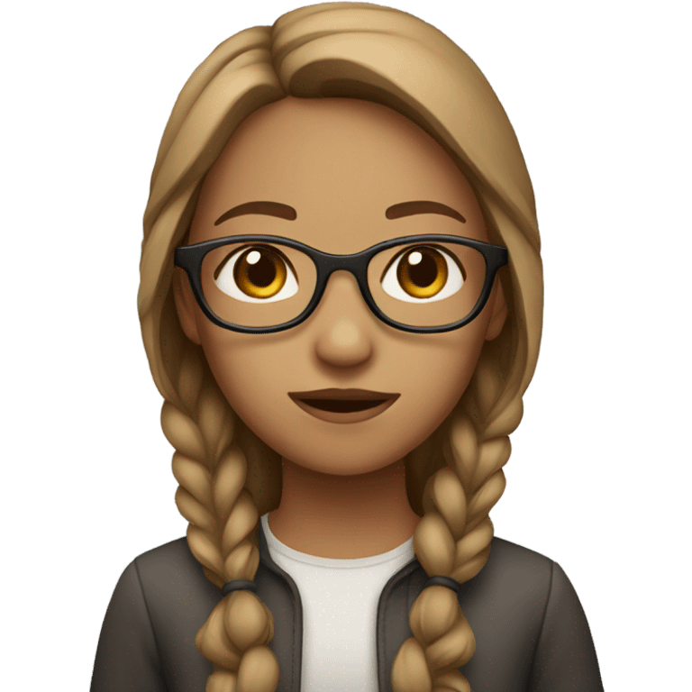 girl with glasses staring forward light brown hair emoji