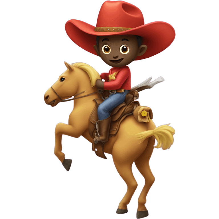 A teletubby on a horse as a cowboy  emoji