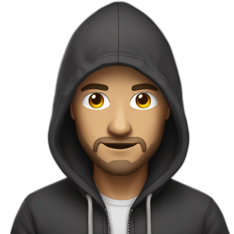 a hacker with a dashing look and a hoodie emoji