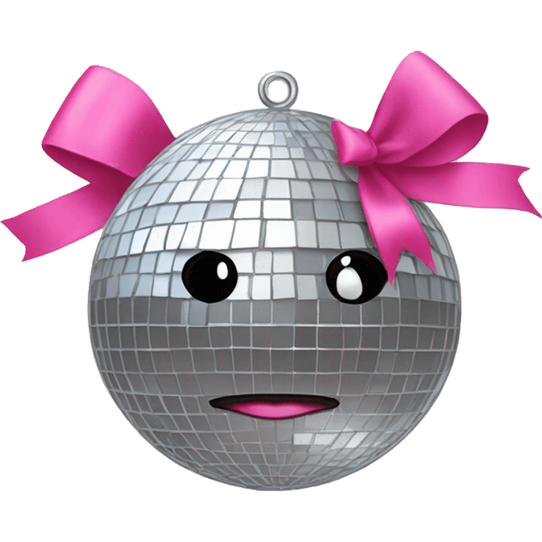 disco ball with a pink bow on top emoji