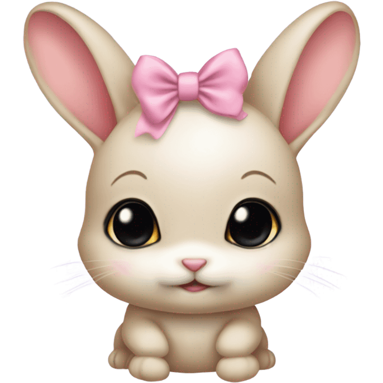 Baby bunny with coquette bow on ear emoji