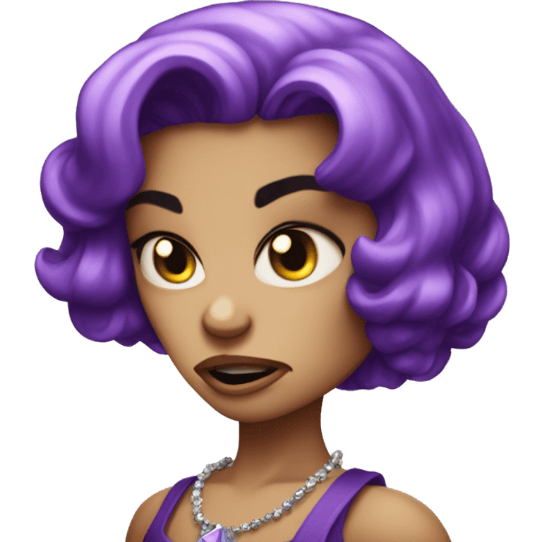 mad angry frown jewel girl with purple gem hair emoji