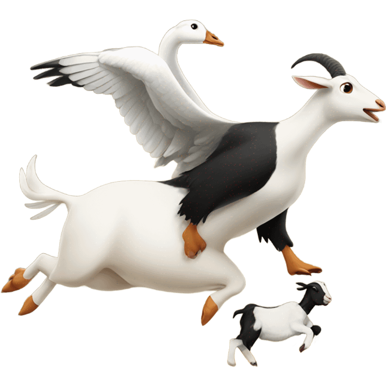 Goose chasing goat emoji