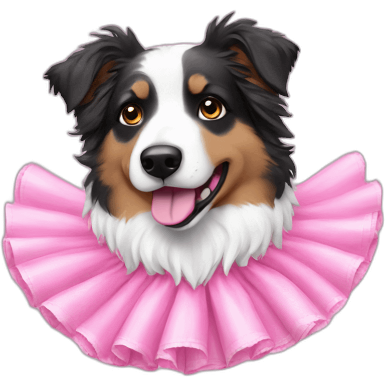  Lack and white Australian shepherd wearing a pink frilly tutu emoji