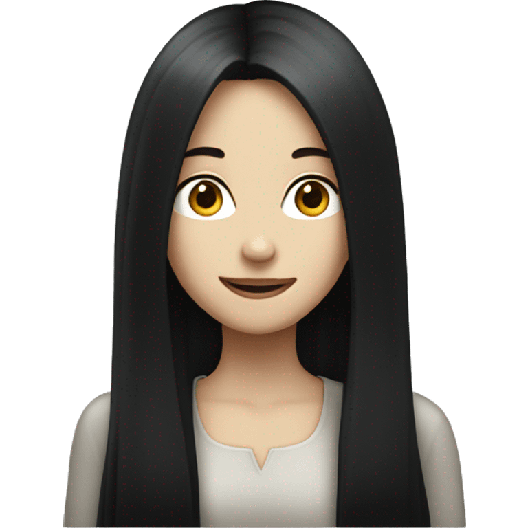 Pale girl with long black hair celebrating  emoji