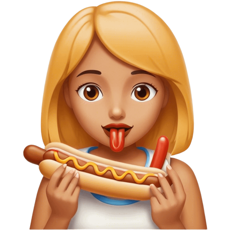 girl eating a hotdog emoji