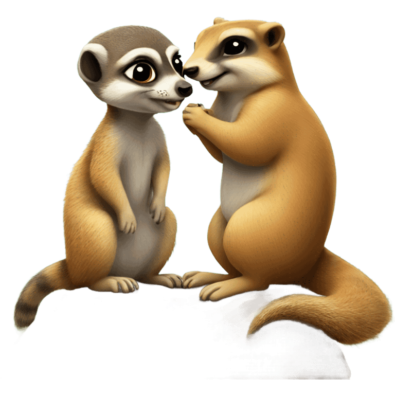 Meerkat and squirrel in love emoji