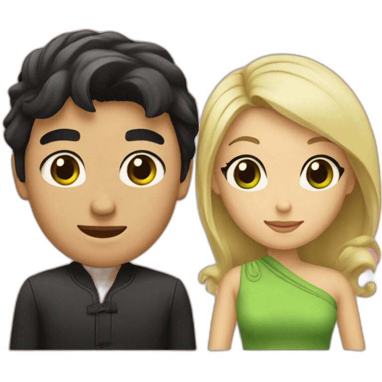 Two married people, consisting of a man with black hair and Asian black eyes, and a woman with blonde hair and green eyes.” emoji