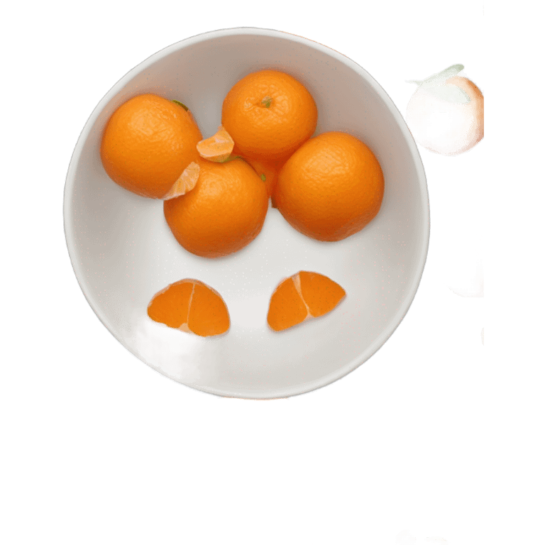 tangerines with pealed tangerines on a bowl  emoji