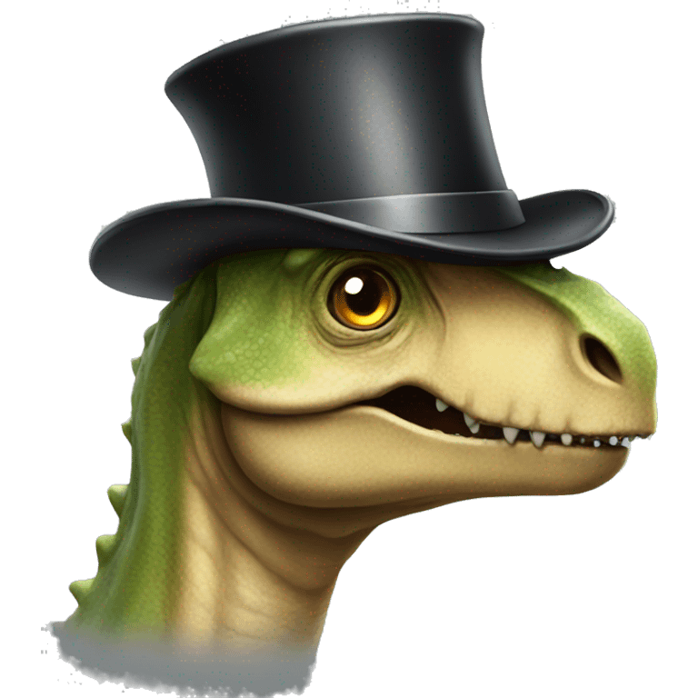 Dinosaur with tophat emoji