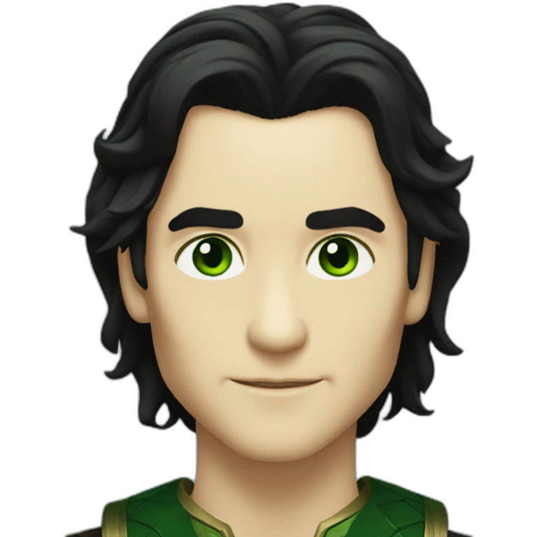 loki with black hair and green eyes emoji