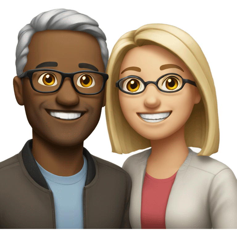 smiling couple portrait with glasses emoji