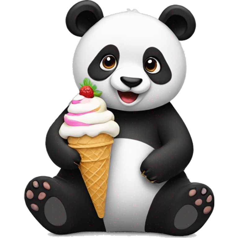 Panda eating ice cream emoji