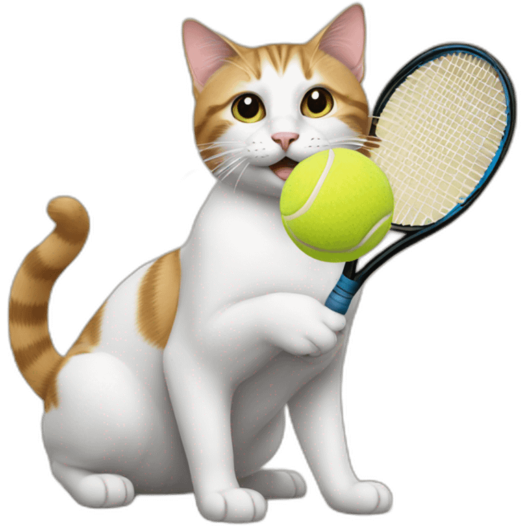 Cat on the back playing with tennis ball emoji