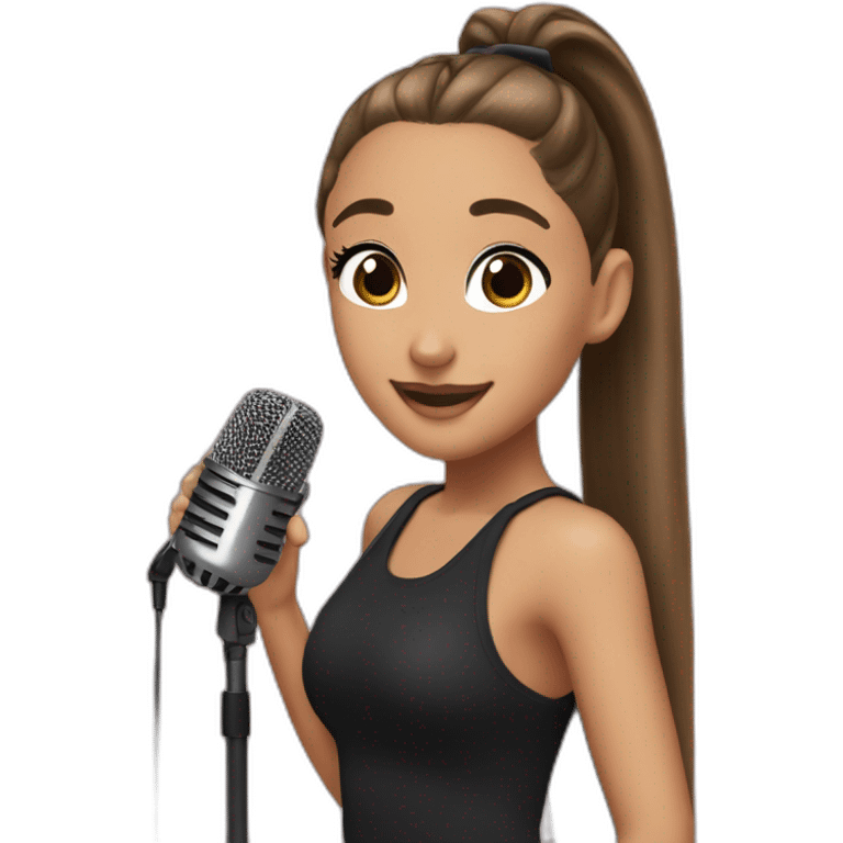 ariana grande with a ponytail and a microphone  emoji