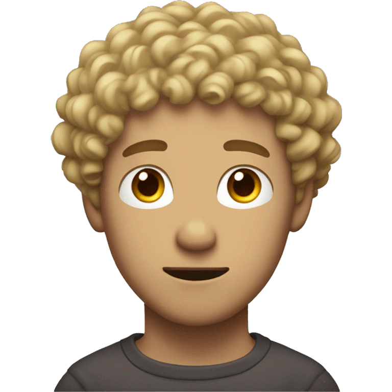 Curly haired dirty blonde man with stubble watching anime emoji