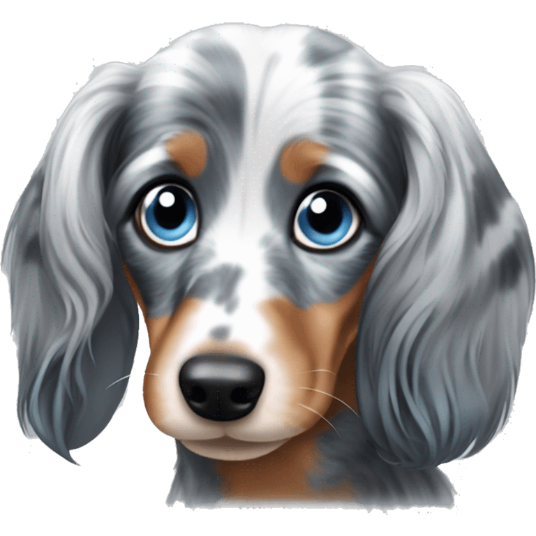 Blue Merle long hair Mini dachshund  emoji