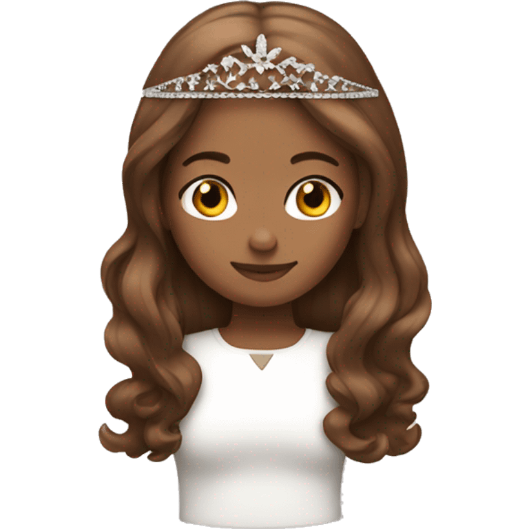 Girl with brown hair tiara emoji emoji