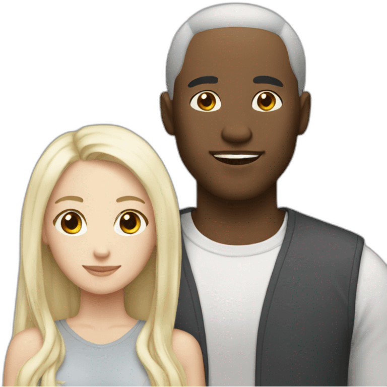 Black Asian man with a white woman with light haid emoji