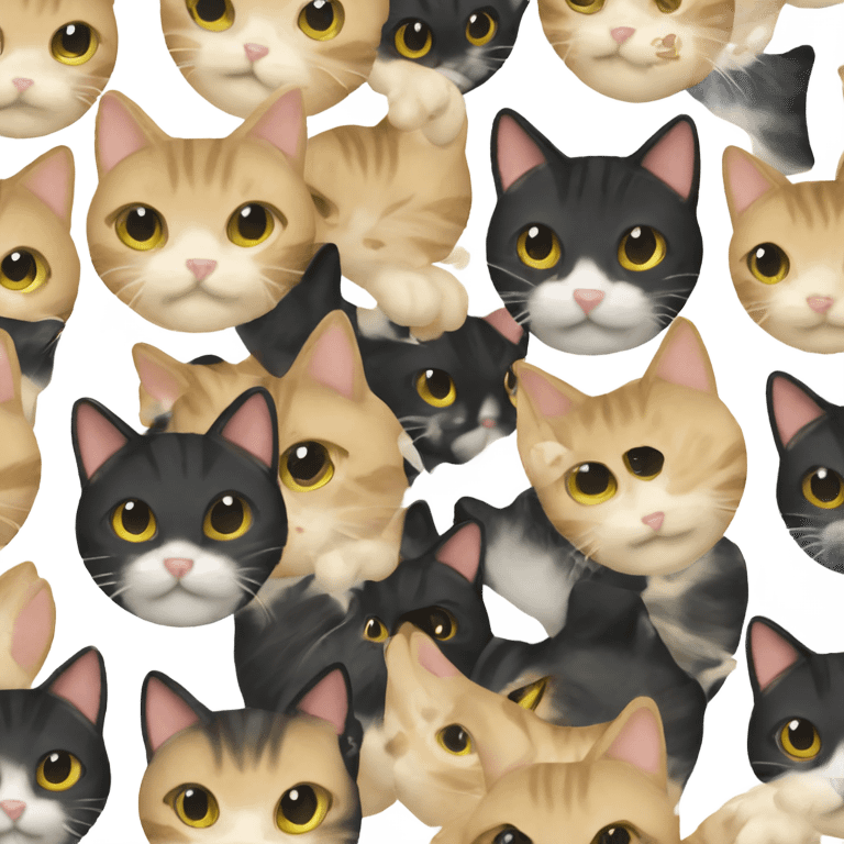 black and blonde toitose patterned cat emoji