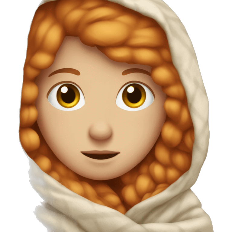 Cozy ginger girl in blanket emoji