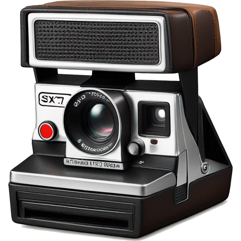 Old school leather and silver Polaroid sx-70 camera emoji