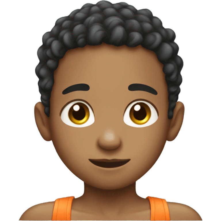 Biracial young boy ready for pool emoji