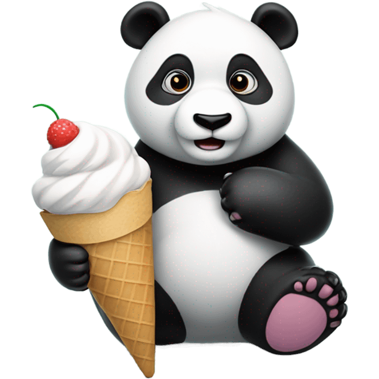 Panda eating ice cream emoji